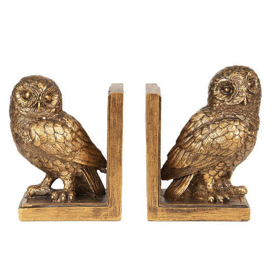 6PR2653 CLAYRE & EEF BOOKENDS SET OF 2 OWL 12*8*16 CM GOLDEN COLOR